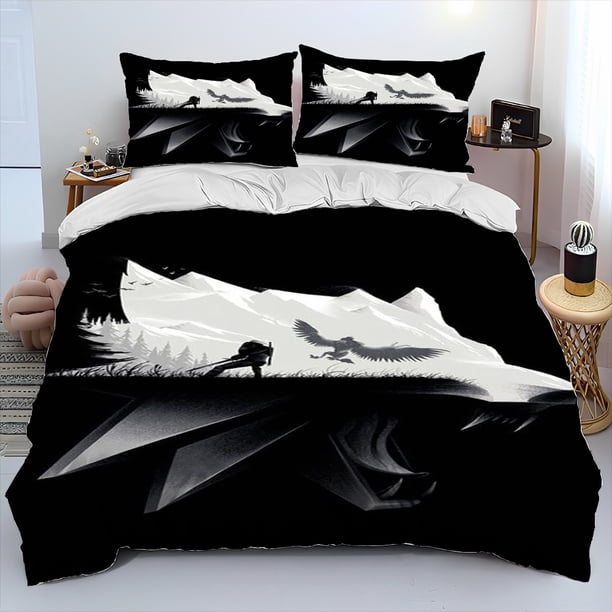 v1779 Bed Sheets The W-Witcher Game Gamer cartoon Comforter Bedding Set,Duvet Cover Bed Set Quilt Cover Pillowcase,king Queen Size Bedding Set 3-Piece Bedding Set (1 Duvet Cover + 2 Pillow Shams) Bed
