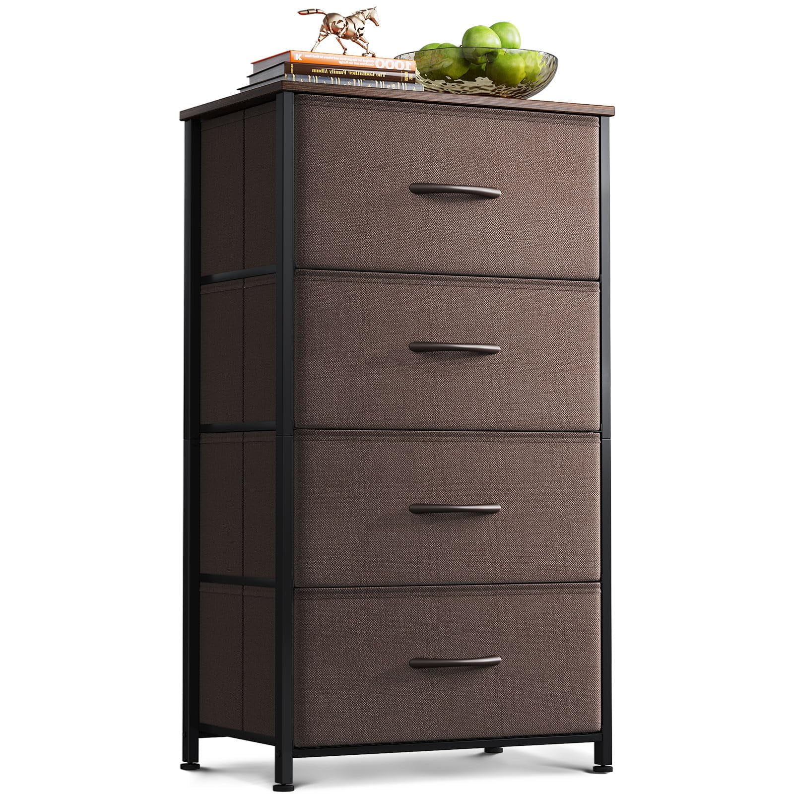 Cómoda Aodk Con 4 Cajones De Almacenamiento Para Dormitorio, Color Marrón