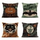 thumbnail image 1 of 4pcs/set, Linen Blend Throw Pillow Covers 18x18 Inch Vintage Halloween Scaredy Cats Pumpkins Skeletons Home Decor Pillowcase Square Cushion Covers For Sofa Bed Couch, 1 of 4