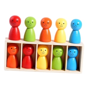 Magideal - 10 Piezas De Muñecas De Arcoíris De Madera, Juguetes, Figuras De Personas, Juego De Combinación De Colores, Juego De Simulación Para Niños Y Niñas May