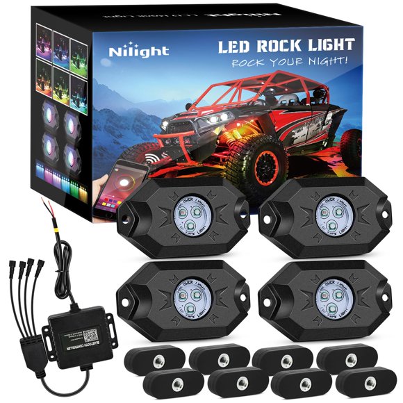 Luces LED tipo Rock Nilight 4 piezas Bluetooth RGB multicolor