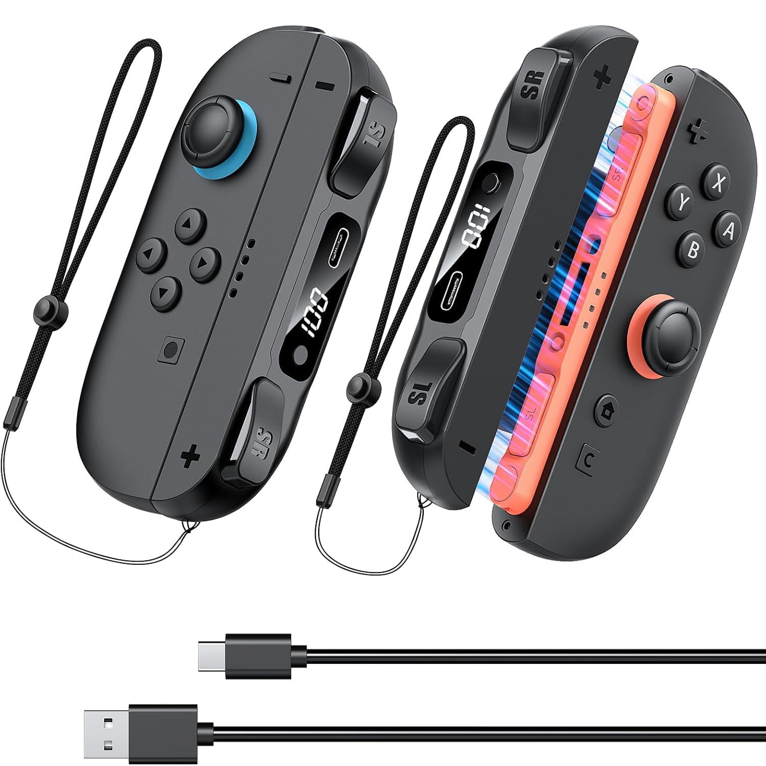 Genérico - Agarradera De Carga Con Batería De 3700mah - Carga Rápida De 3.5 Horas Pantalla Led Botones Sr Sl Ampliados Juega Y Carga Compatible Con Nintendo Switch 2 Joypad