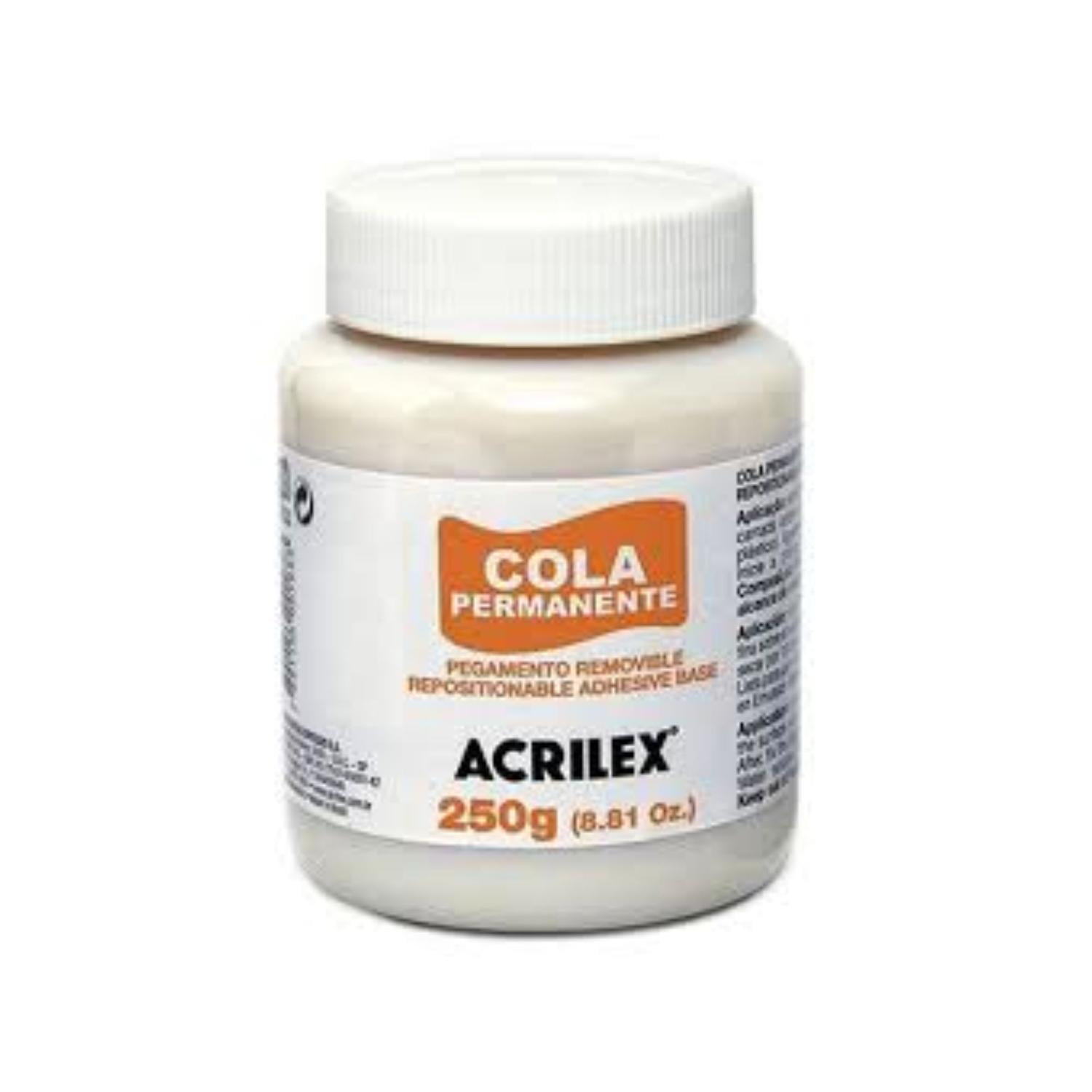 Cola Permante, Pegamento Reposicionable 250g. Acrilex Blanco