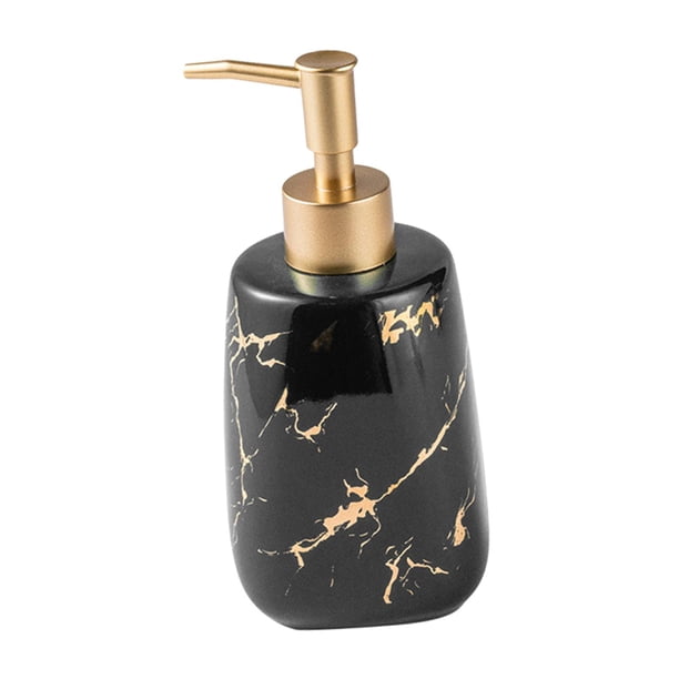 Dispensador de jabón de cerámica de 350 ml, botella de loción de lavado de manos con champú para el baño del hogar, botella reutilizable rellenable de , negro 68 cm x 172 cm