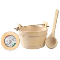 Magideal - Termómetro De Madera Para Sauna, Cubo Y Cucharón, Portátil, Para Sauna, Sala De Sauna, Hogar
