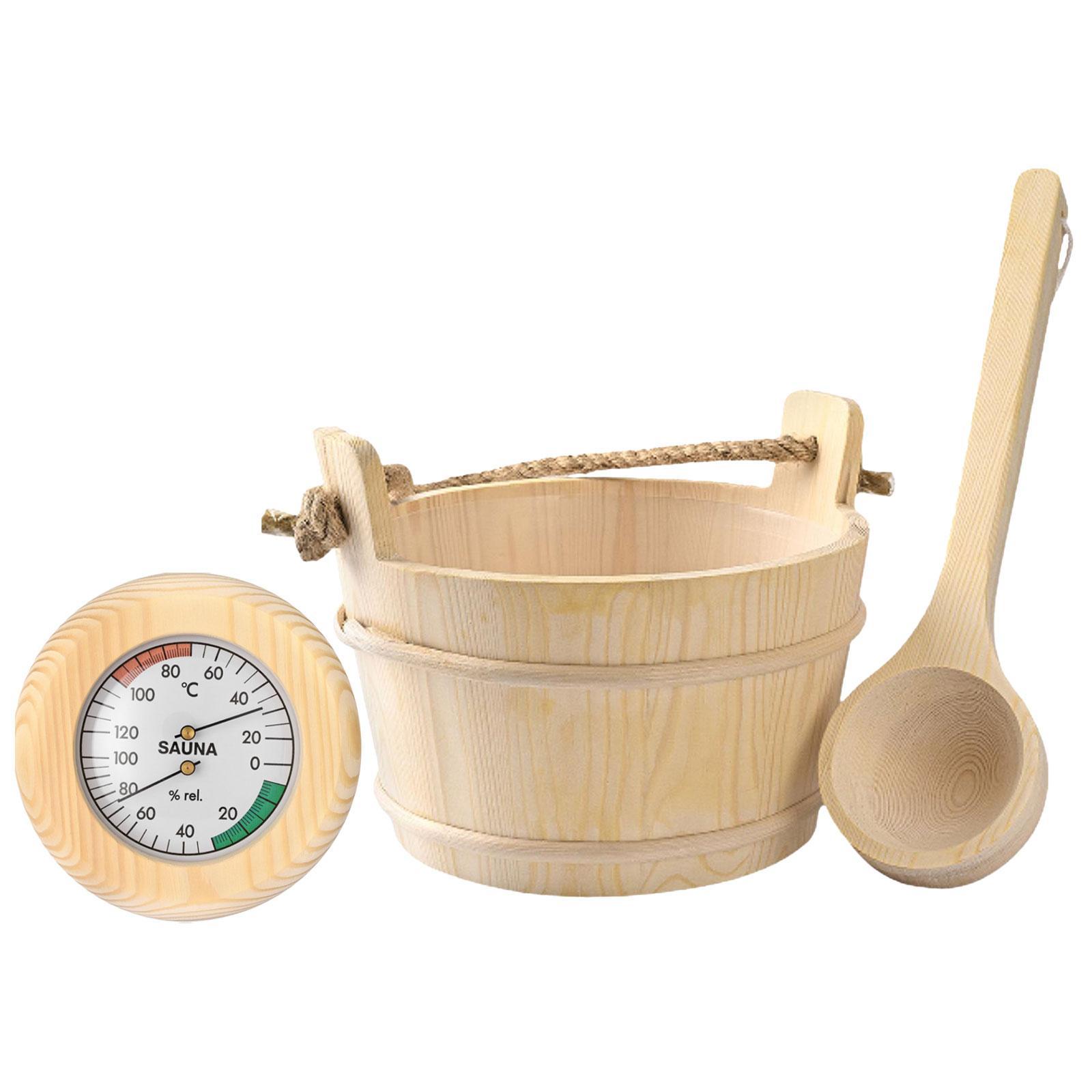 Magideal - Termómetro De Madera Para Sauna, Cubo Y Cucharón, Portátil, Para Sauna, Sala De Sauna, Hogar