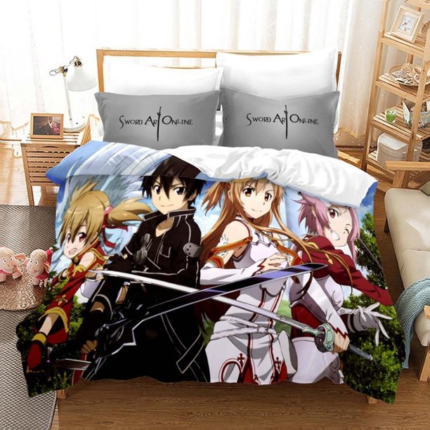 Sword Art Online Anime Quilt Duvet Cover Set Home Textiles Doona Cover3-Piece Bedding Set