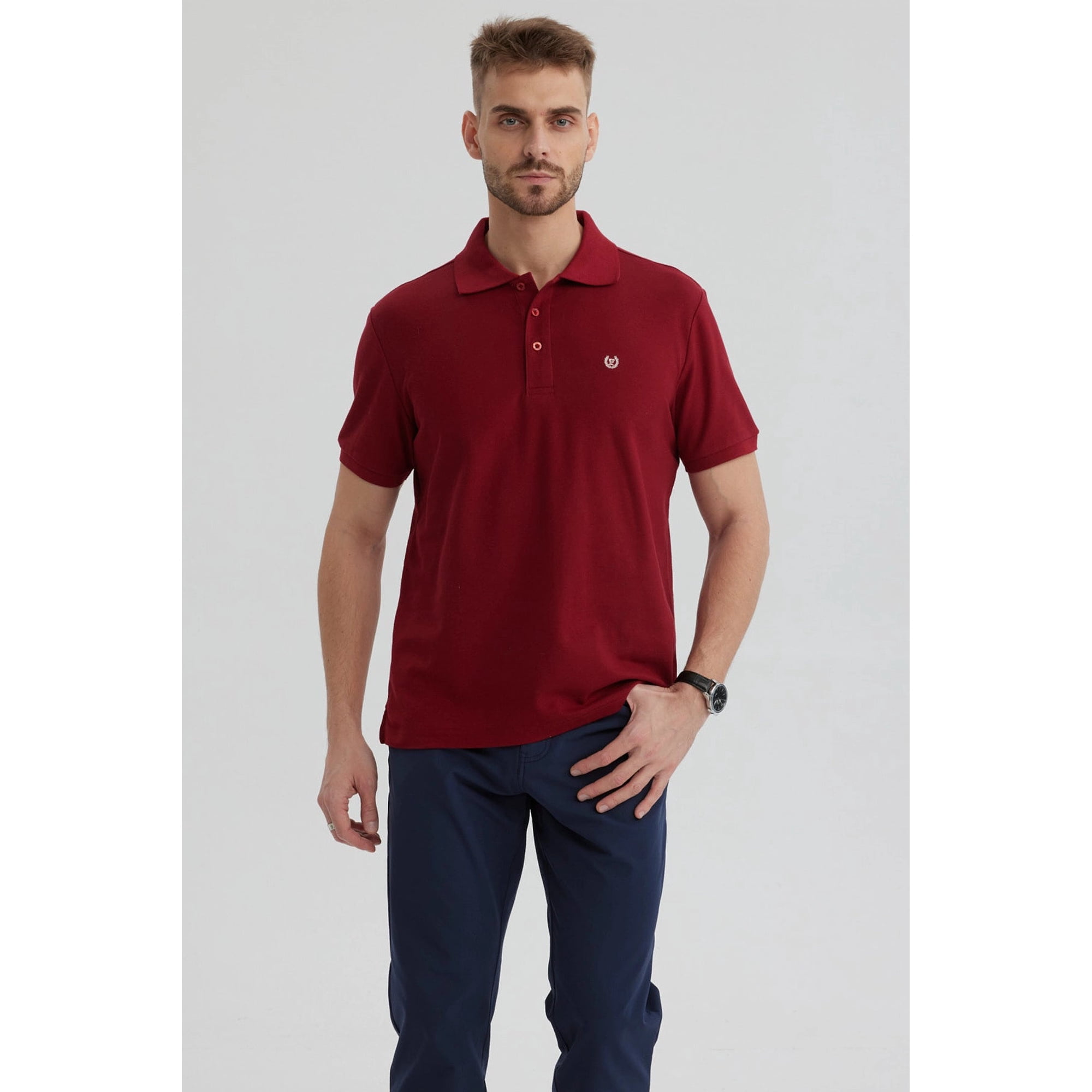 Fashionspark - Polera Hombre Piqué Básica Lisa Burdeo - V