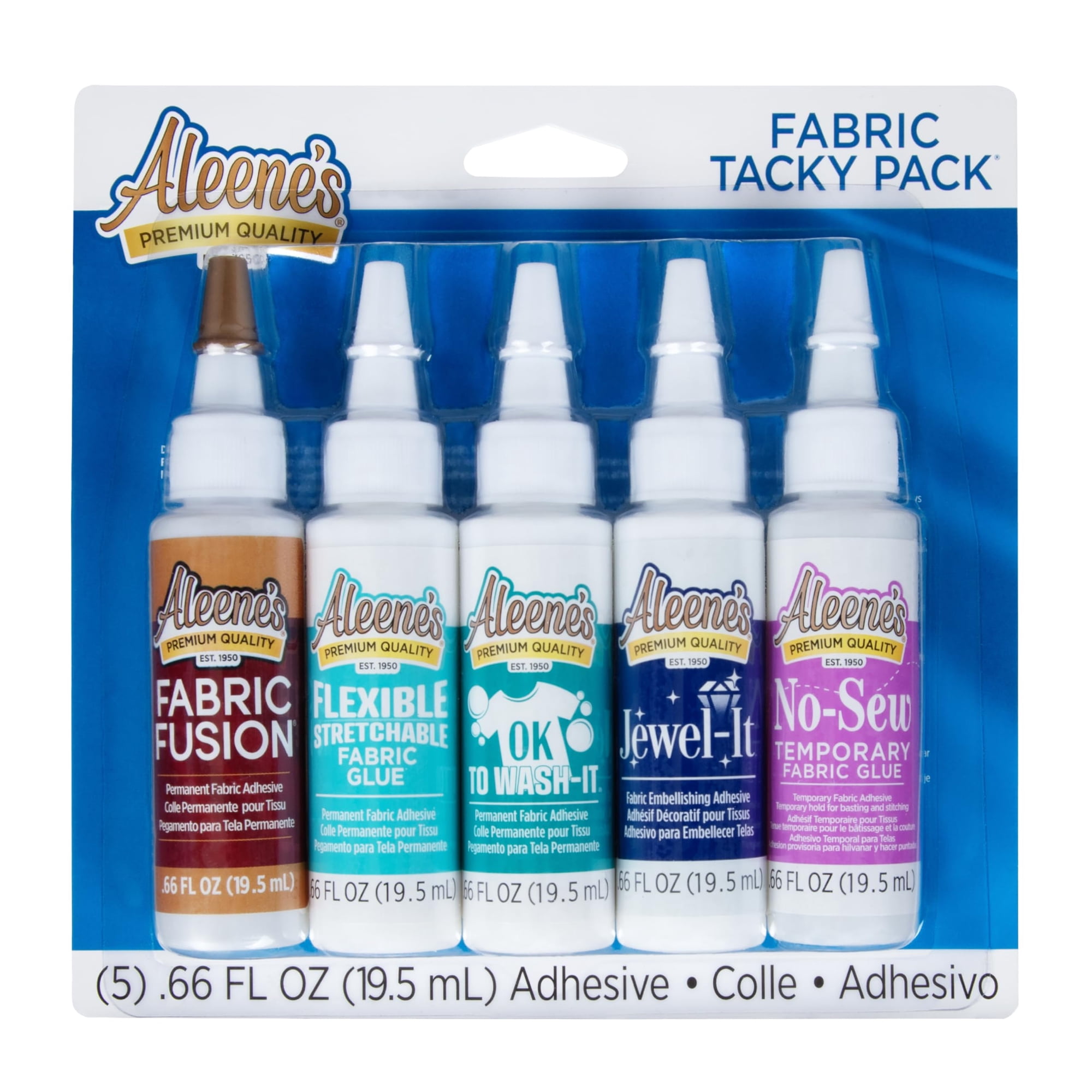 Pegamento Adhesivo Aleene's Tacky Pack Para Tela, 5 Unidades, 20 Ml, Transparente
