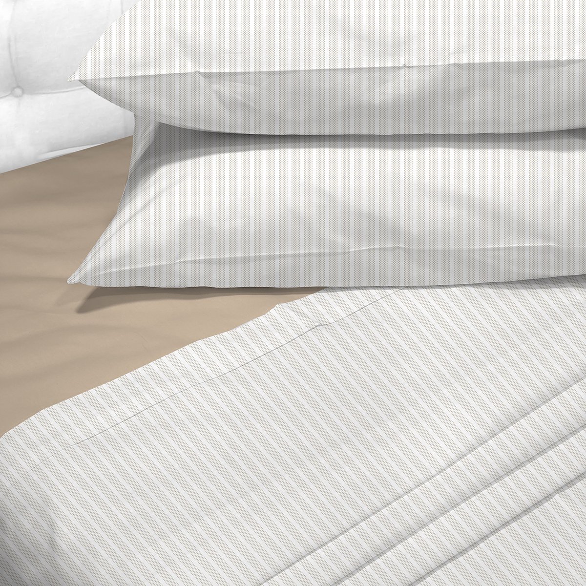 Sabanas Andes 180 Hilos Estampada Franjas Taupe King