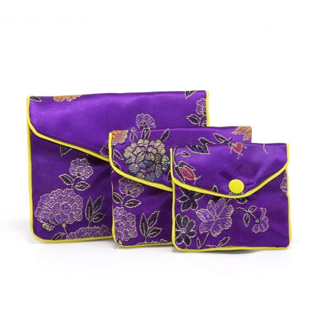3PC Chinese Brocade Embroidered Jewelry Pocket Bag - Perfect for Storage & Gifting!