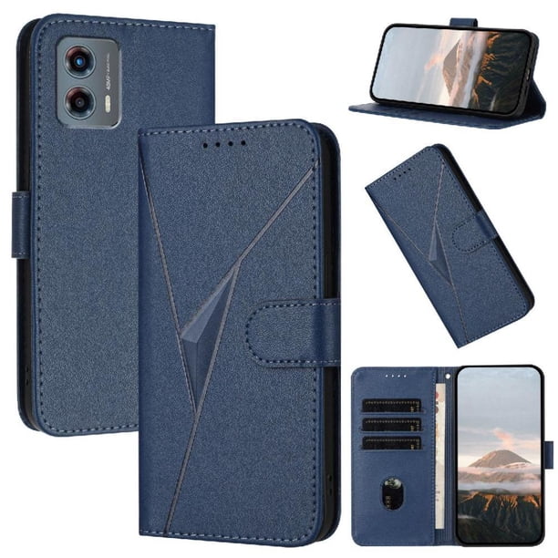 Funda Cartera Fibra de Carbono para Motorola MOTO G 5G 2023 con Soporte y Cierre Magnético Azul