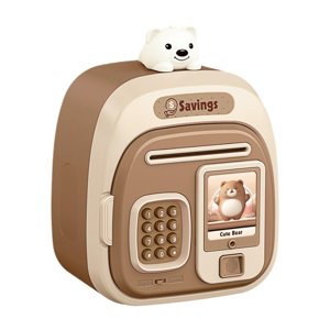 Magideal - Alcancía Electrónica Con Contraseña De Doble Modo, Bonito Regalo Para Niños Y Niñas, Caja De Ahorros, Caja De Dinero Para Niños Y Niñas De 3 A 8 Años Marrón