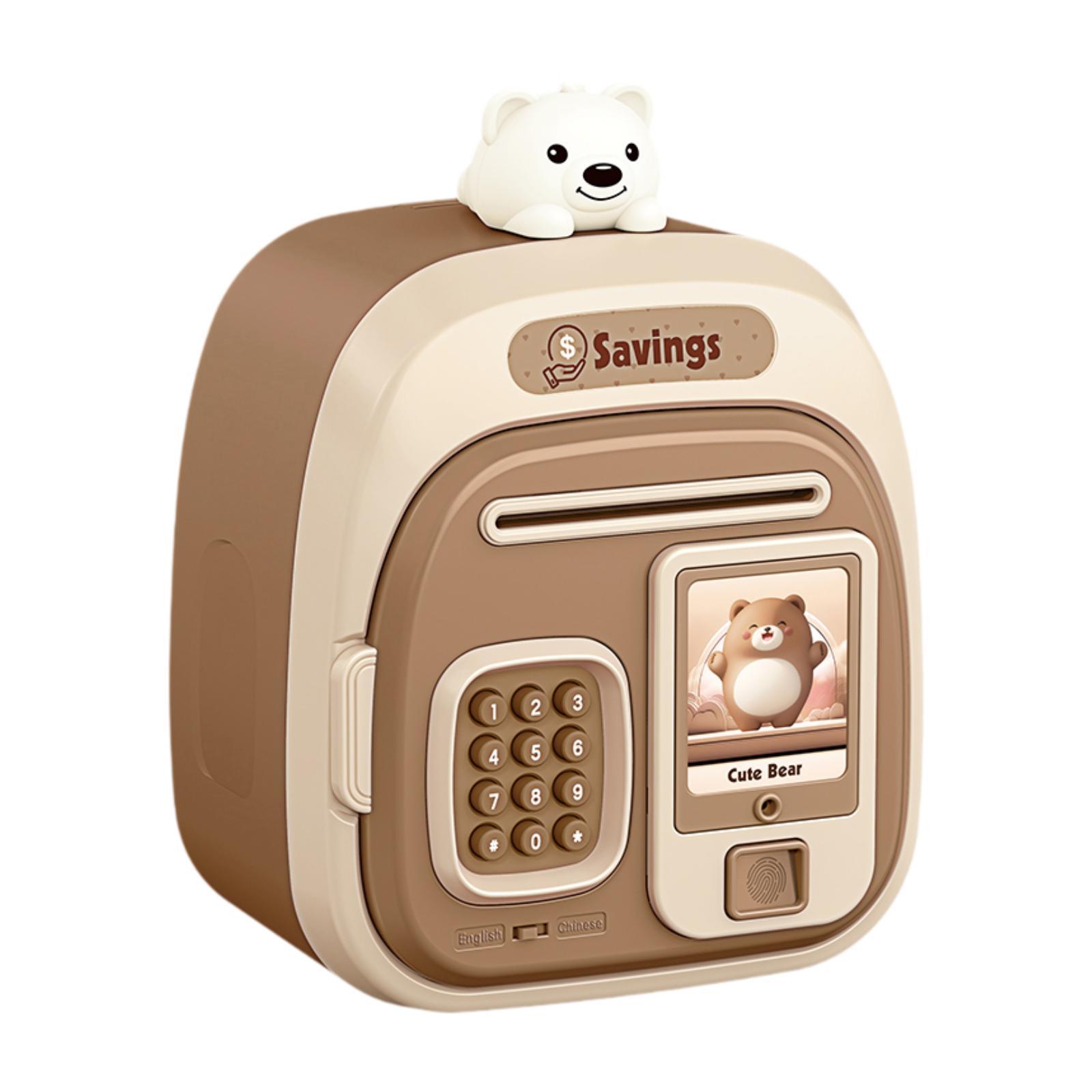 Magideal - Alcancía Electrónica Con Contraseña De Doble Modo, Bonito Regalo Para Niños Y Niñas, Caja De Ahorros, Caja De Dinero Para Niños Y Niñas De 3 A 8 Años Marrón