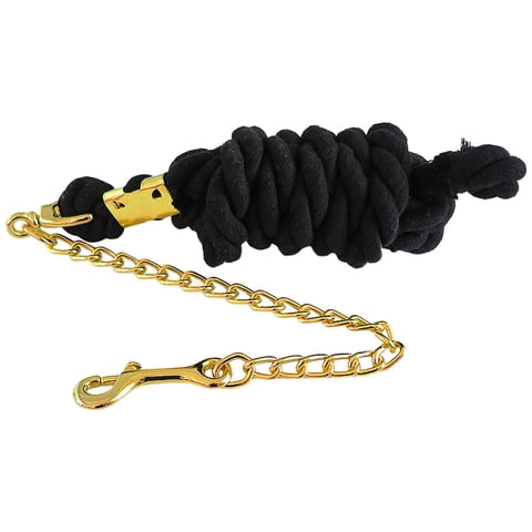 Magideal - Cuerda De Guía De Caballo De Algodón Con Cadena De Servicio Para Entrenamiento De Caballos, Cabras U Ovejas Accesorios Perno Tón , Negro 3 Metros