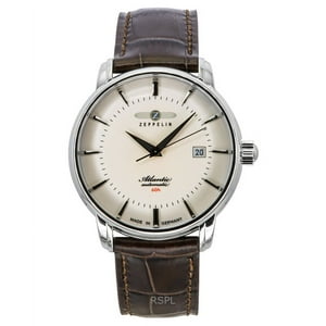 Zeppelin - Reloj Atlantic Automático Esfera Beige Correa De Cuero Marrón 8460-5 Para Hombre