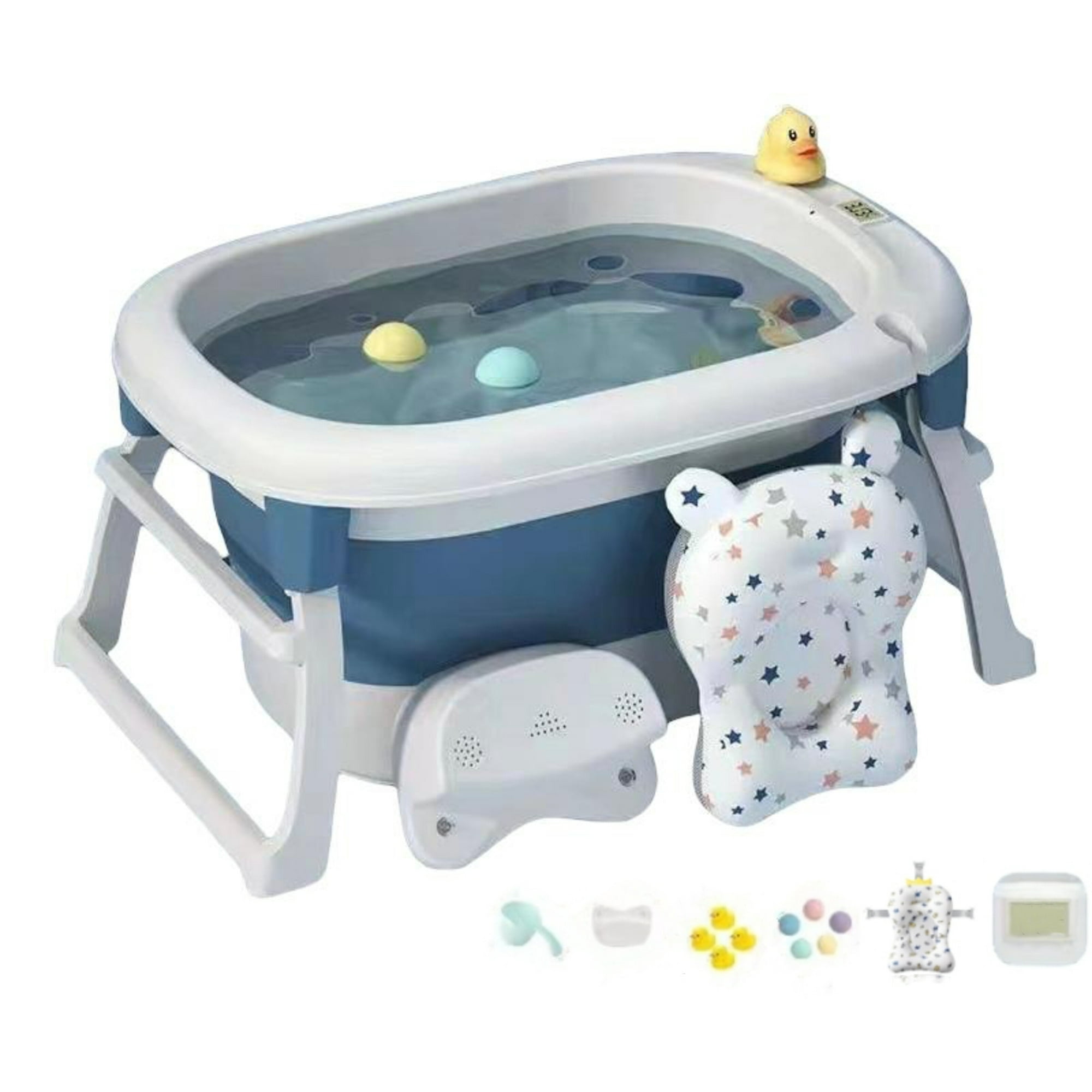 Bañera Maxi Plegable Con Cojin Y Accesorios Azul Lubabycas