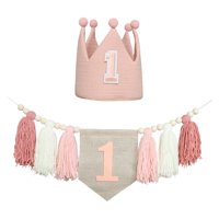 Magideal - Pancarta Para Trona, Guirnalda Con Borlas Para Bebé, Guirnalda De Fondo De Cuerda De 200 Cm, Decoración Para Fiesta De Primer Cumpleaños Para Bebés, N Rosa