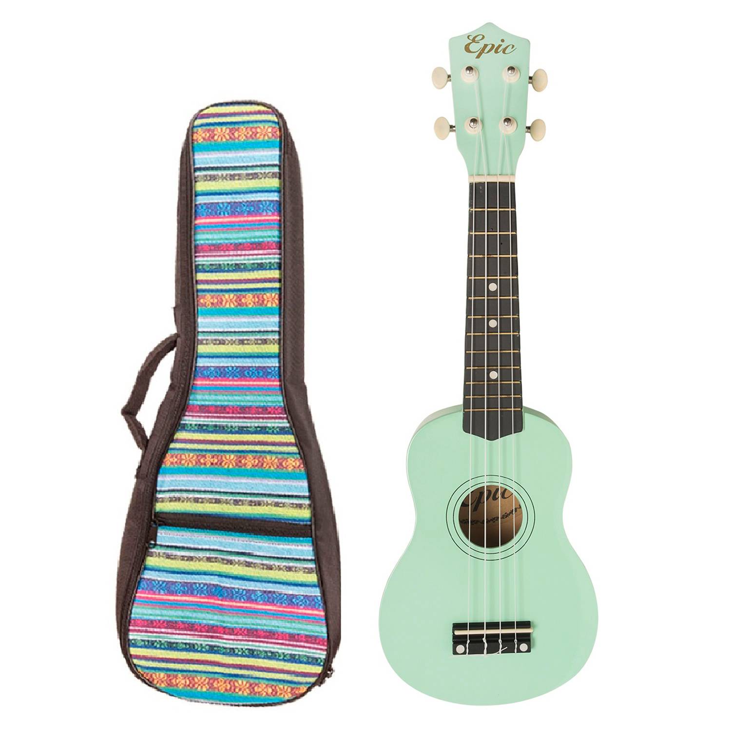 Ukelele 21Pulgadas Verde Con Funda Acolchada Epic