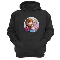 Genérico - Polerón Canguro Elsa Y Anna Gris Oscuro Talla L Unisex