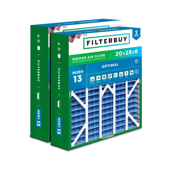Filtro de aire Filterbuy MERV 13 20x25x6 (paquete de 2) para Aprilaire
