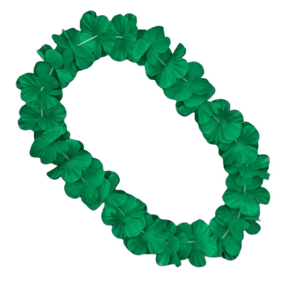 Collar Lei hawaiano satinado verde parpadeante con flores tropicales