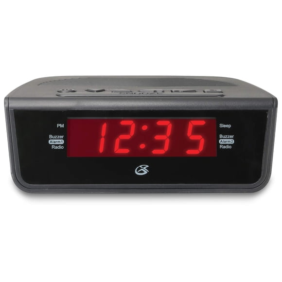 Radio despertador GPX C224B con doble alarma AM/FM, LED rojo y negro