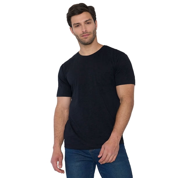 Polera Hombre Slub Bolsillo Negro Corona
