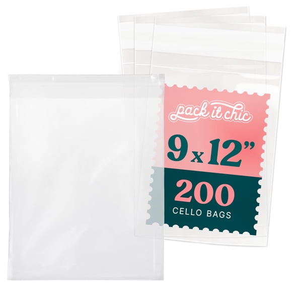 Bolsas de Celofán Pack It Chic 23 × 30 cm Pack de 200 con Cierre Autoadhesivo