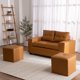 thumbnail image 1 of Sofá 2 cuerpos + 2 Pouf Lucca PU Camel, 1 of 7