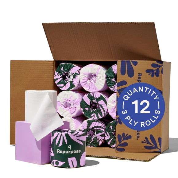 Papel higiénico reutilizado, 100% bambú, 3 capas, 12 rollos