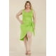 thumbnail image 5 of Vestido Midi de Talla Grande con Lazo Lateral y Parte Delantera Cruzada de Color Liso, 5 of 5