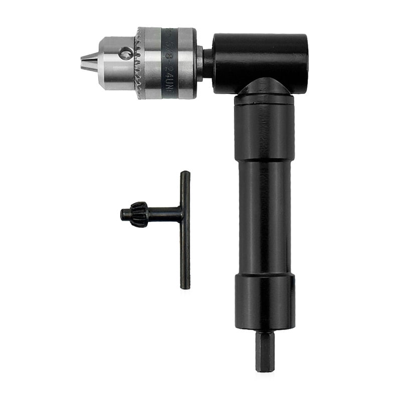 Xusx111 - Extensión Del Mandril De Taladro, Adaptador De Fijación De 90 Grados Con Accesorio De Herramienta Eléctrica De Vástago Hexagonal De 8 Mm Con Llave De 3/8" (10,8 * 15,5 Cm)