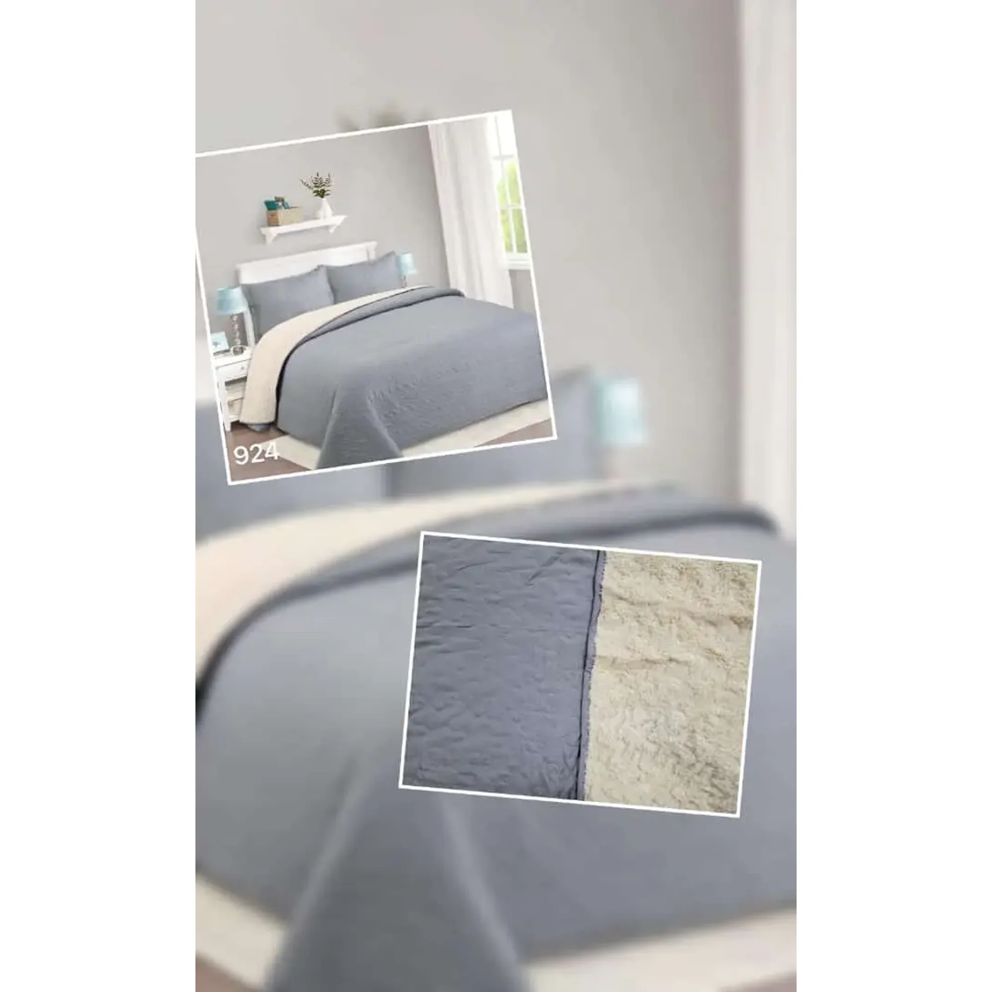 Casadeliacl - Cubrecama Quilt Sherpa 2pl Gris Aporta Versatilidad Y Combina Diseño Liso Gris Elegante