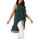 thumbnail image 4 of INSPIRE CHIC Blusas de Mujer de Chifón Cuello Alto Sin Mangas con Lazo en la Espalda Dobladillo Alto Bajo Camisa de Verano Verde Oscuro M, 4 of 6
