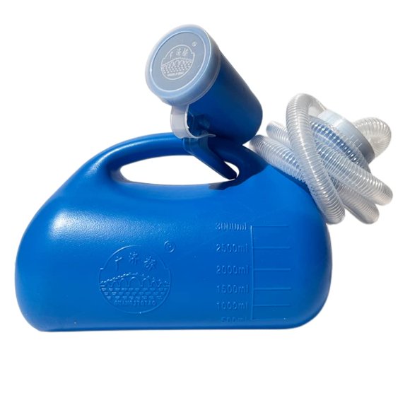 Urinal YUMSUM de 3000 ml, tamaño grande, para hombre, con tubo de 46 cm, azul y manguera