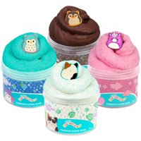 Paquete De 4 Slime Squishmallows Premium Perfumados De 240 Ml Con Complementos