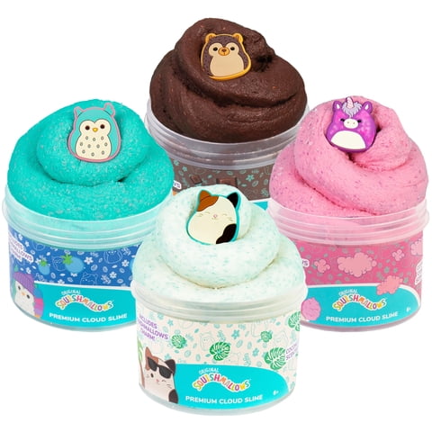 Paquete De 4 Slime Squishmallows Premium Perfumados De 240 Ml Con Complementos