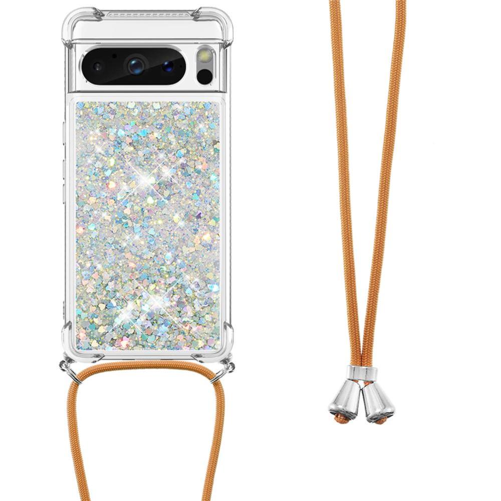 Funda Foxdock Para Google Pixel 8 Pro Con Cuerda Ajustable, Brillo Líquido, Protección Antigolpes Y Lente – Ideal Para Regalo