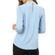 thumbnail image 3 of INSPIRE CHIC Blusa de Mujer con Cuello Alto, Pliegues, Botón de Ojal, Talla 2XL, Azul Claro, 3 of 7