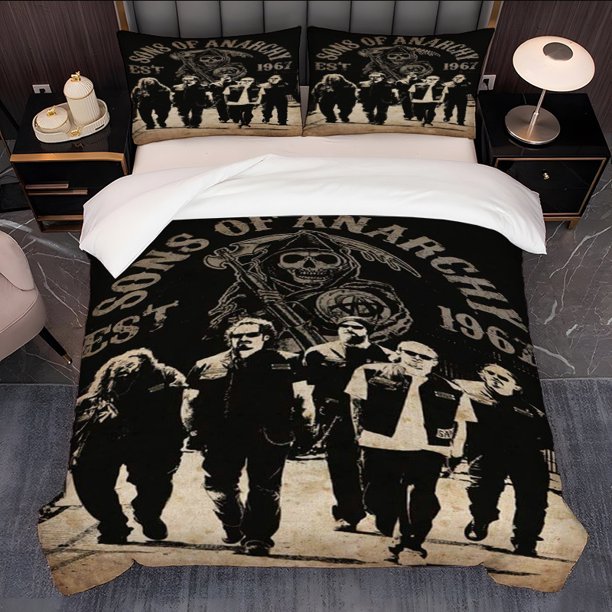 3pcs Chaos Son Gang Mark Pattern Bedding Set Duvet Cover and Pillowcases