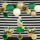 thumbnail image 5 of Set De Decoración Para Fiestas Faroles De Papel Verde Y Dorado Con Pompones, 5 of 7
