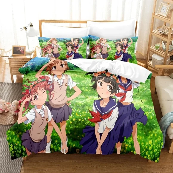 Certain Scientific Railgun Misaka Mikoto Bedding Set Boys Girls Size Duvet Cover Pillowcase Bed Kids Adult Bed Sheets