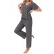 thumbnail image 4 of INSPIRE CHIC Conjunto de Pijama para Mujer de Punto Acanalado con Manga Corta, Parte Superior con Abertura Lateral y Pantalones, Conjunto de Dos Piezas para Estar en Casa con Bolsillos M Gris Oscuro, 4 of 5