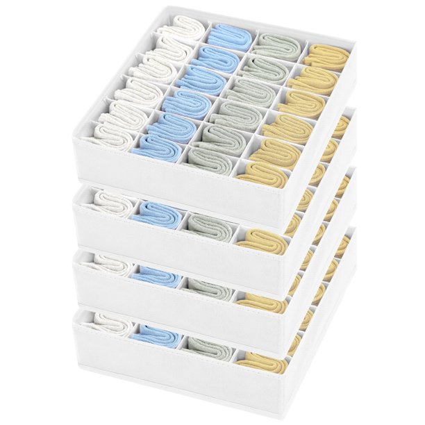 Organizador de cajones Joyoldelf de 24 celdas para calcetines y ropa interior, paquete de 4