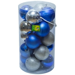 Proplastic - Set De 20 Esferas Azul/Plata 10 Cms