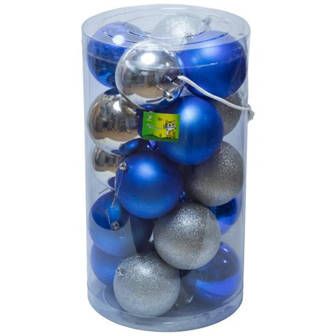 Proplastic - Set De 20 Esferas Azul/Plata 10 Cms