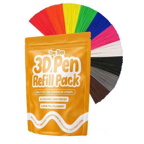 Paquete de recambio para bolígrafos 3D, árbol de juguete, 300 piezas, 10 colores, 2,5 mm, PCL