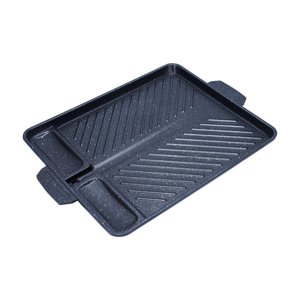 Magideal - Sartén Para Parrilla De Aleación De Aluminio, Sartén Para Tortilla, Sartén Rectangular Para Asar Con Asas Dobles, Sartén Para Parrilla De Estilo