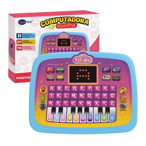 Fliperex - Computadora Educativa Infantil Juguete Piano Letras Y Numero Celeste